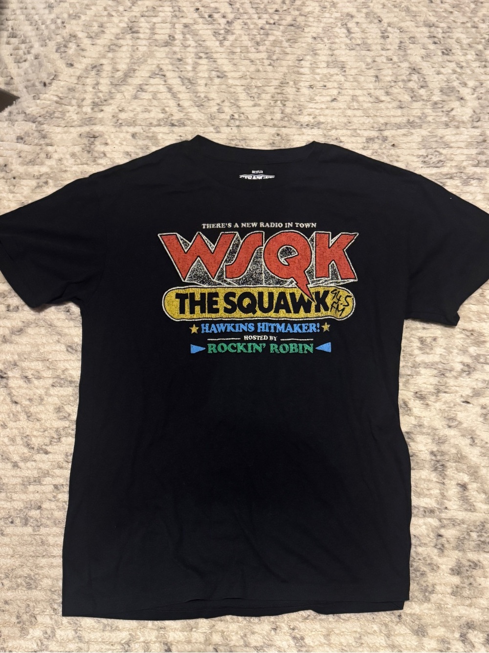 Stranger Things The Squawk Black T Shirt Large